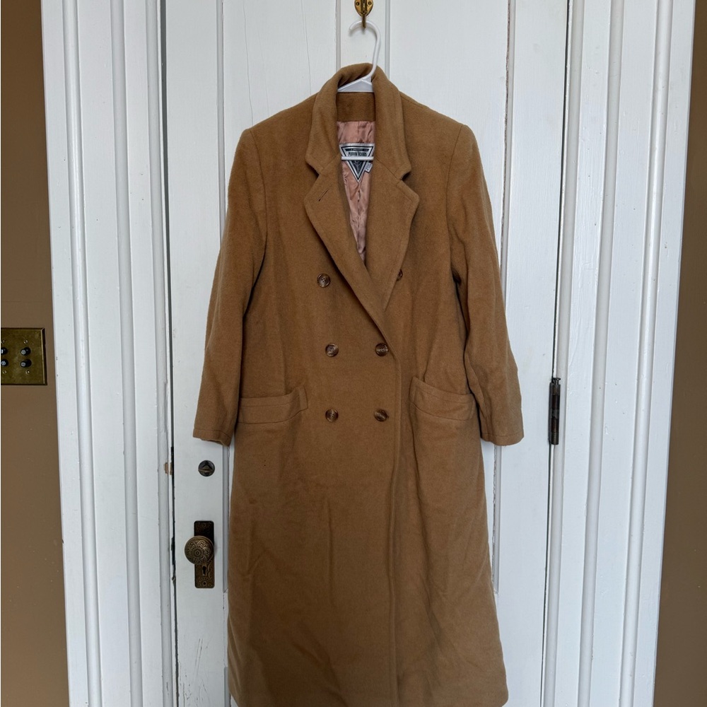 Vintage Wool Camel Double Breasted Coat L